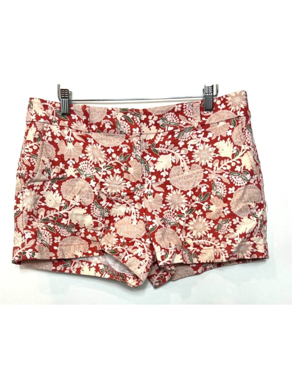 Ann Taylor Loft Outlet Womens Floral Pink/Red Shorts 4" Inseam Size 6 Cotton Ble